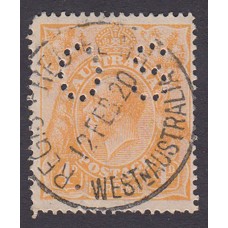 Australian    King George V    4d Orange   Single Crown WMK Perf O.S. Plate Variety 2R53..
